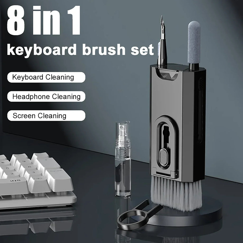 8-in-1 keyboard cleaning kit with brush tool and keycap puller