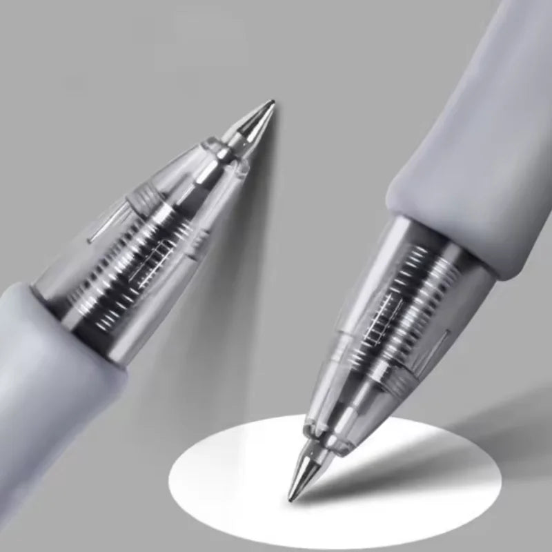 Retractable gel pen with metal tip, grey body