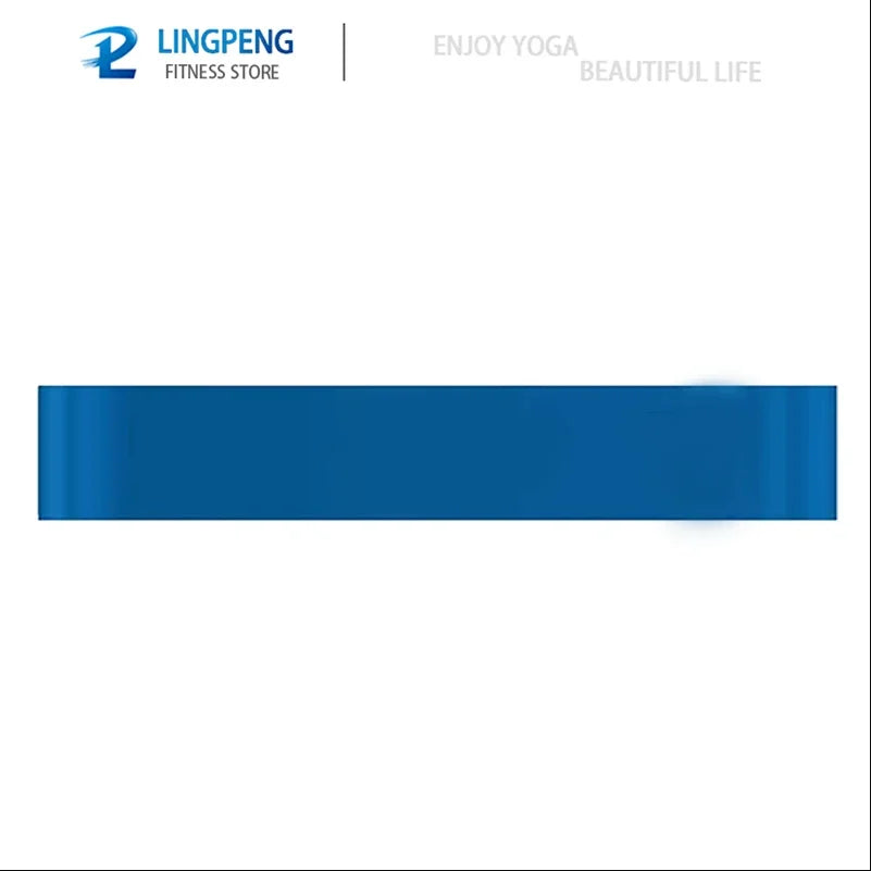 Blue resistance loop band with LINGPENG logo and strength marking dots