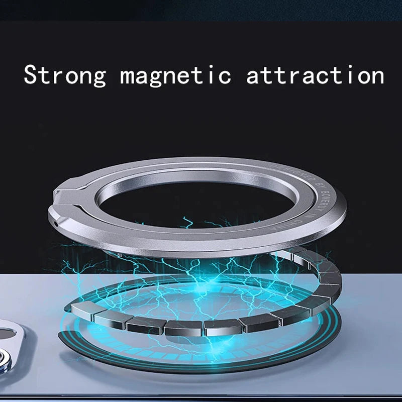 Silver magnetic phone ring holder with strong magnetic base ring