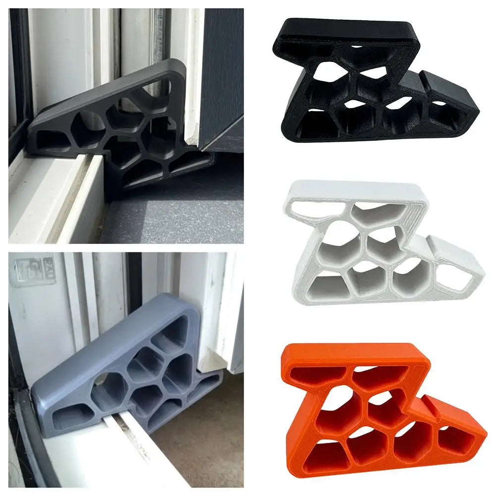 Door stopper wedge set in black, white, gray, and orange with grippy cutouts