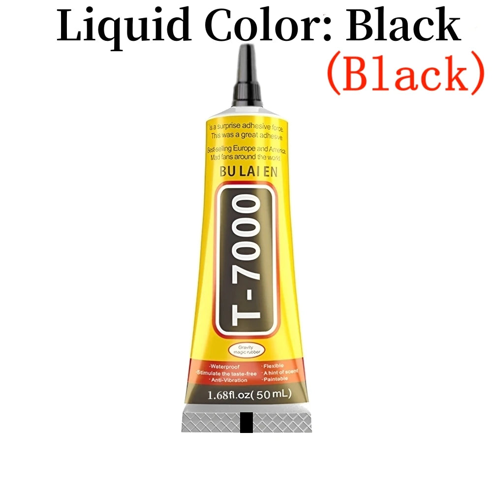 B7000 adhesive tube, black, 50 mL, with precision nozzle cap.