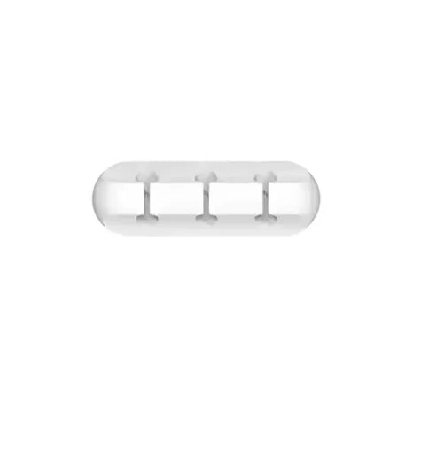 White cable organizer snap clip with four raised cord loops