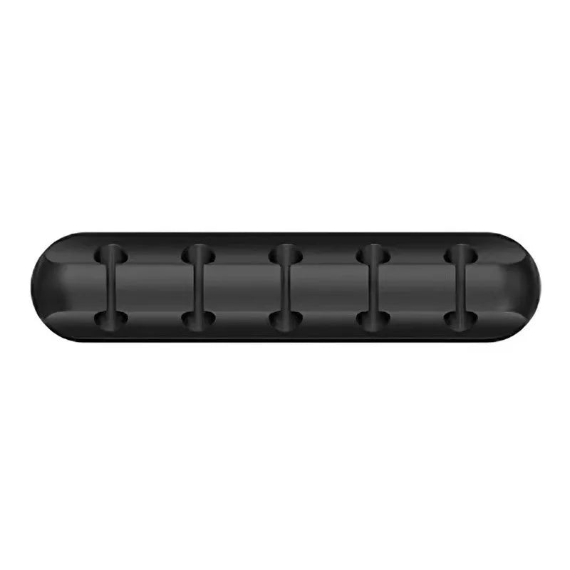 Black cable organizer snap clip bar with row of cable slots