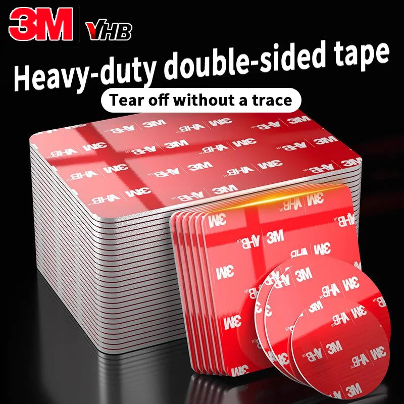 3M VHB heavy-duty double-sided tape pads stack, red foam adhesive strip