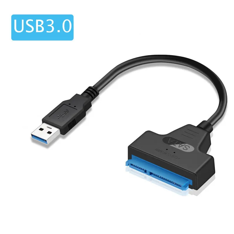 USB 3.0 to SATA adapter cable with USB-A plug and blue SATA connector