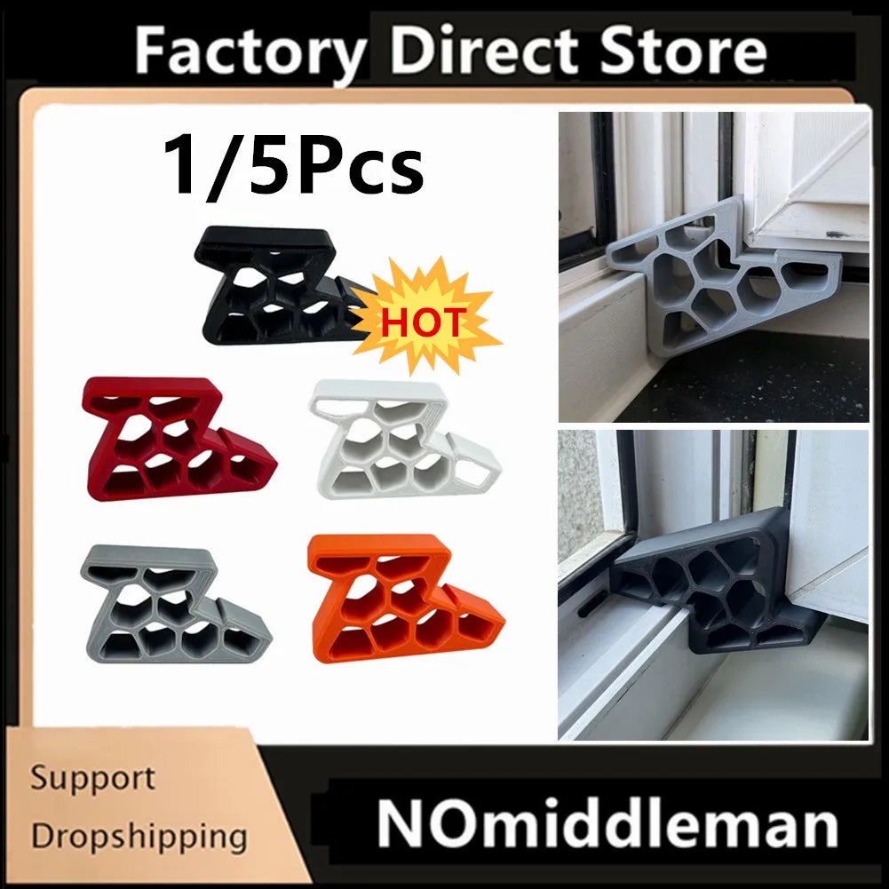 Window and balcony door stopper set of 5: black, red, white, gray, orange wedges