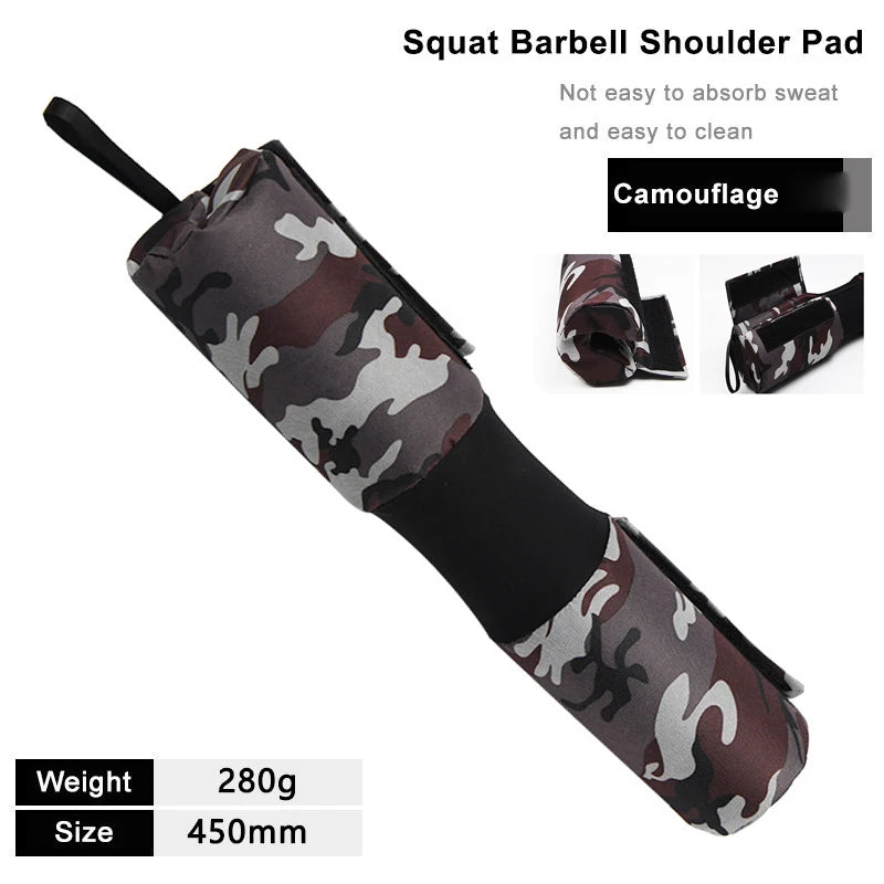 Camouflage barbell squat shoulder pad with foam center and adjustable strap