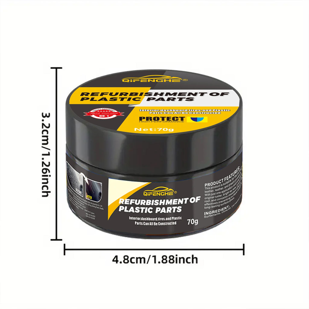Plastic restorer cream jar product photo with size markings, 70g