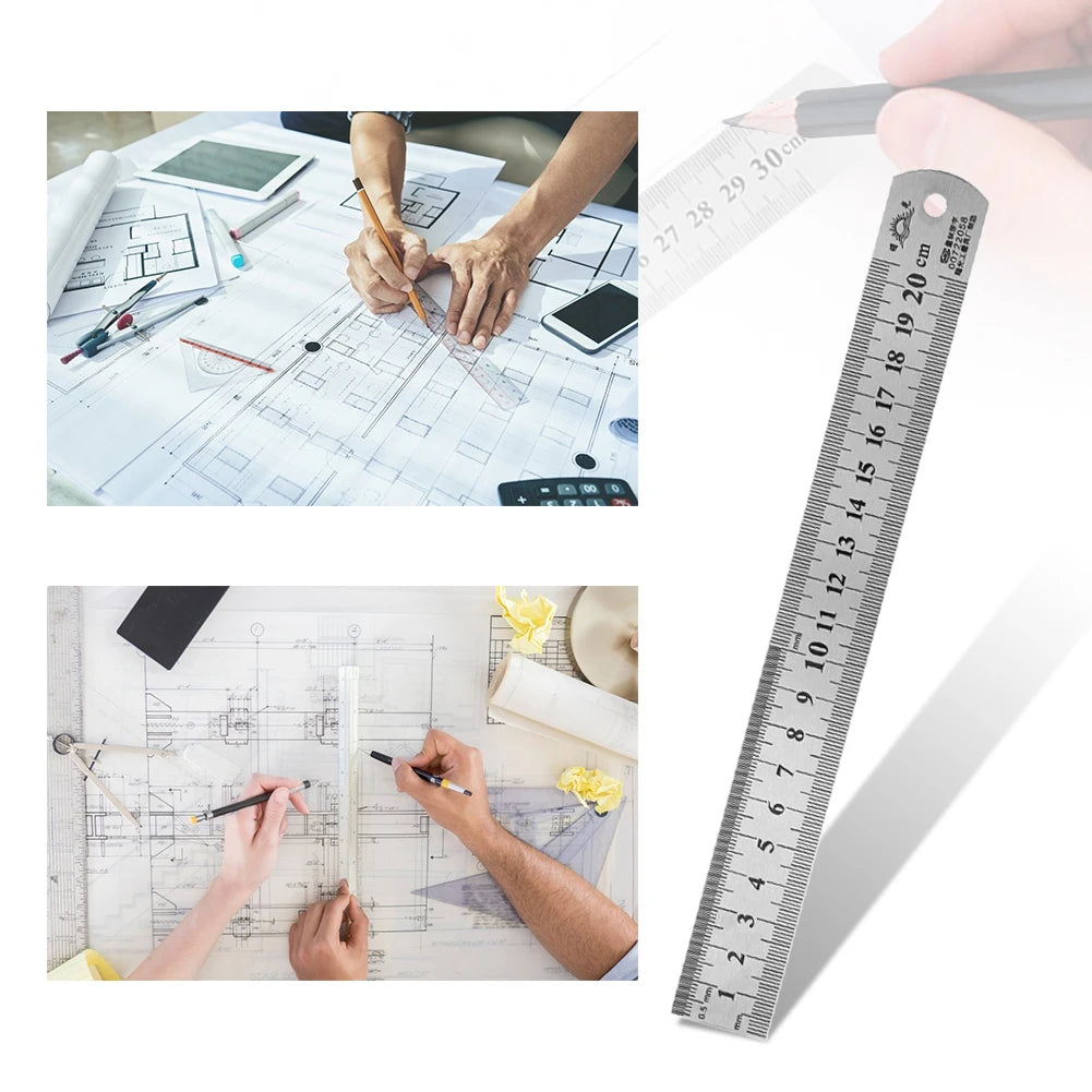 Stainless steel straight measuring ruler with centimeter markings