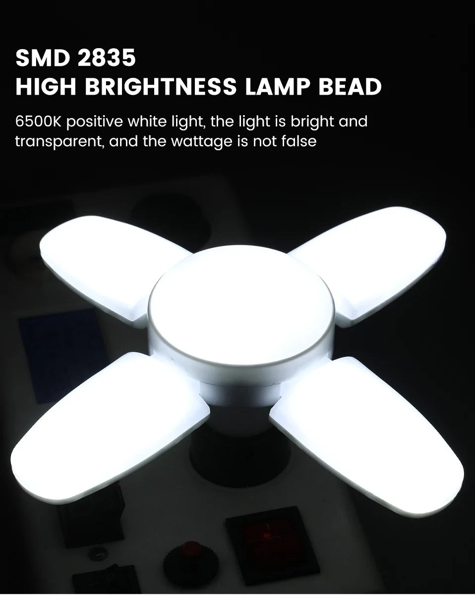 Bright 6500K folding LED lamp with four SMD2835 light blades