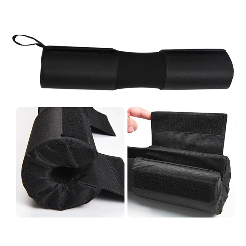 Black foam bar pad with strap and textured side, shown packed and in close-up