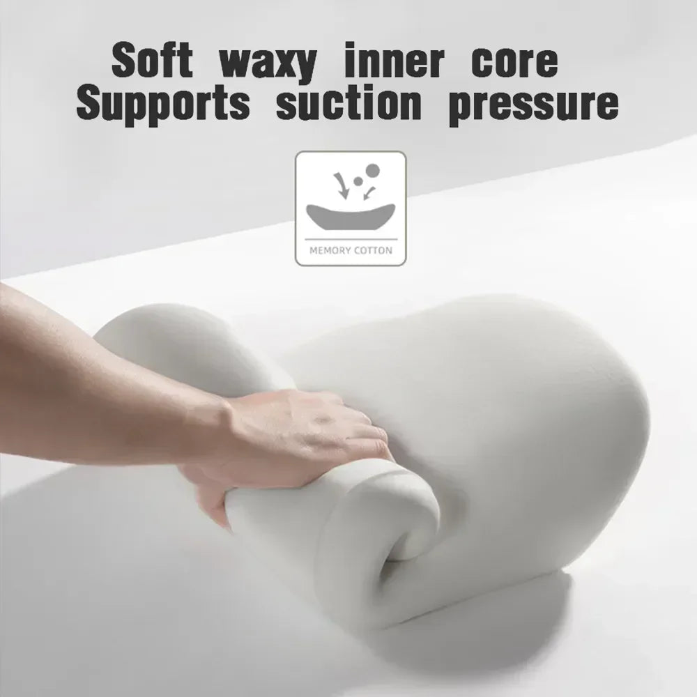 Light gray memory-foam cushion with smooth molded surface for car seat support