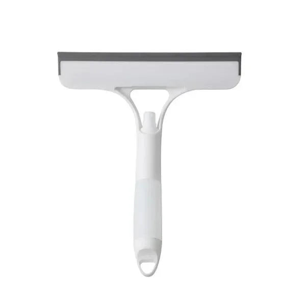 White window squeegee wiper with gray rubber blade and ergonomic grip
