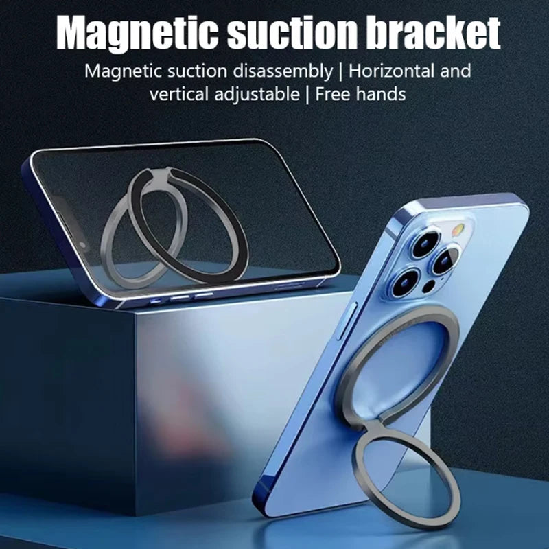 Magnetic phone ring holder on a phone case with an adjustable finger loop
