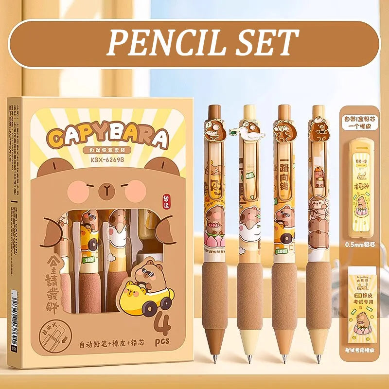 Kawaii animal pencil set with cute character barrels in display box