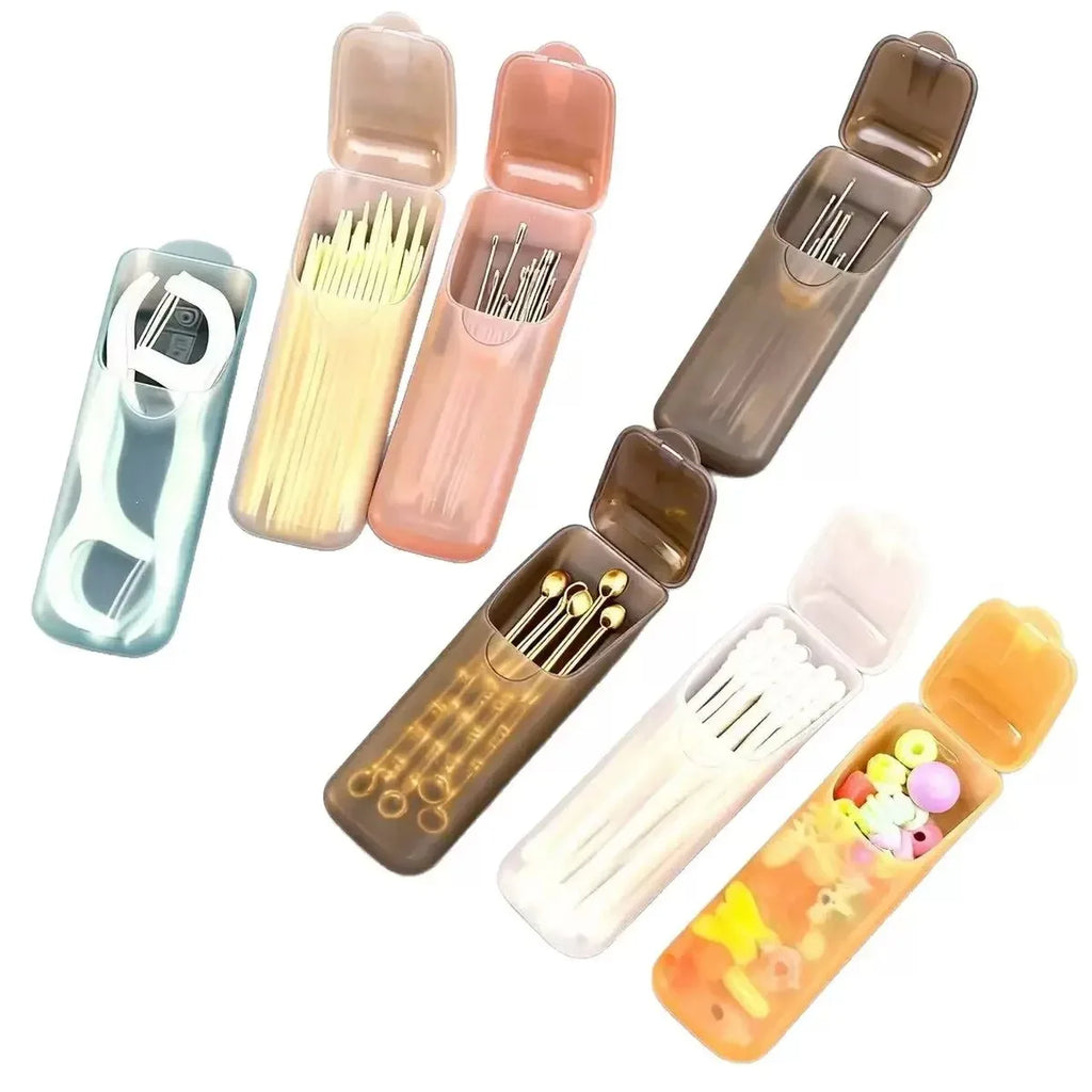 Mini portable storage box set, clear snap-top cases with compartments for small items