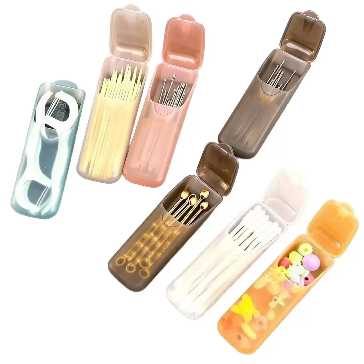 Mini portable storage box set, clear snap-top cases with compartments for small items