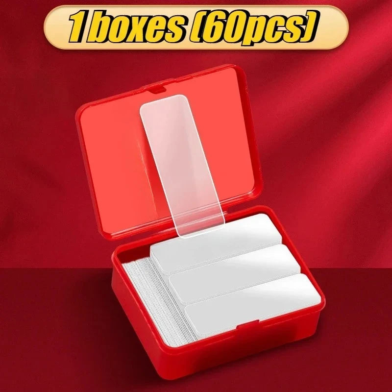 Double-sided adhesive mounting tape strips in single red organizer box
