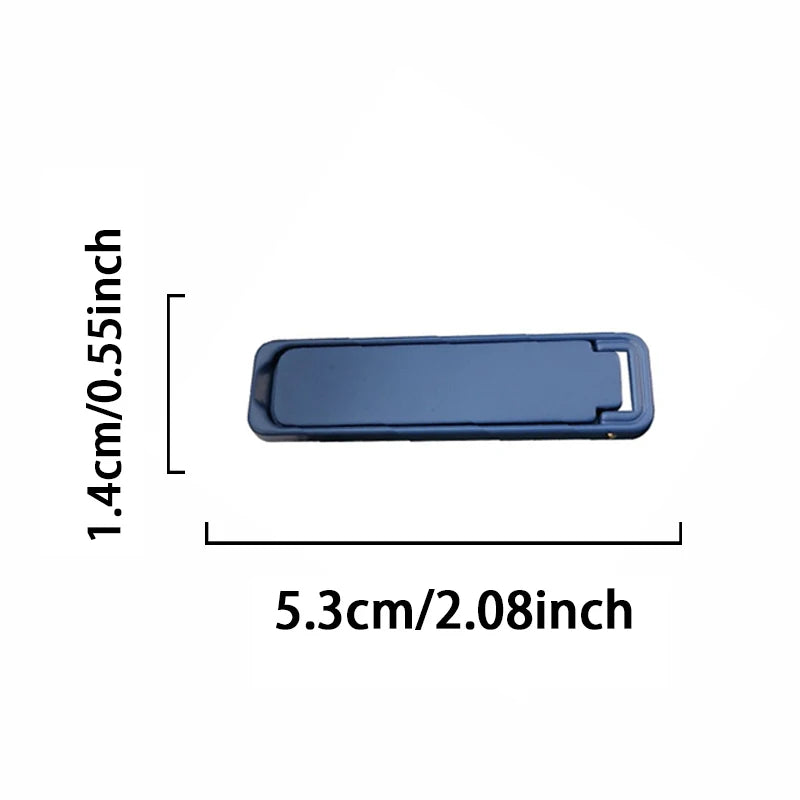 Blue ultra-thin folding phone bracket with height and width measurement diagram
