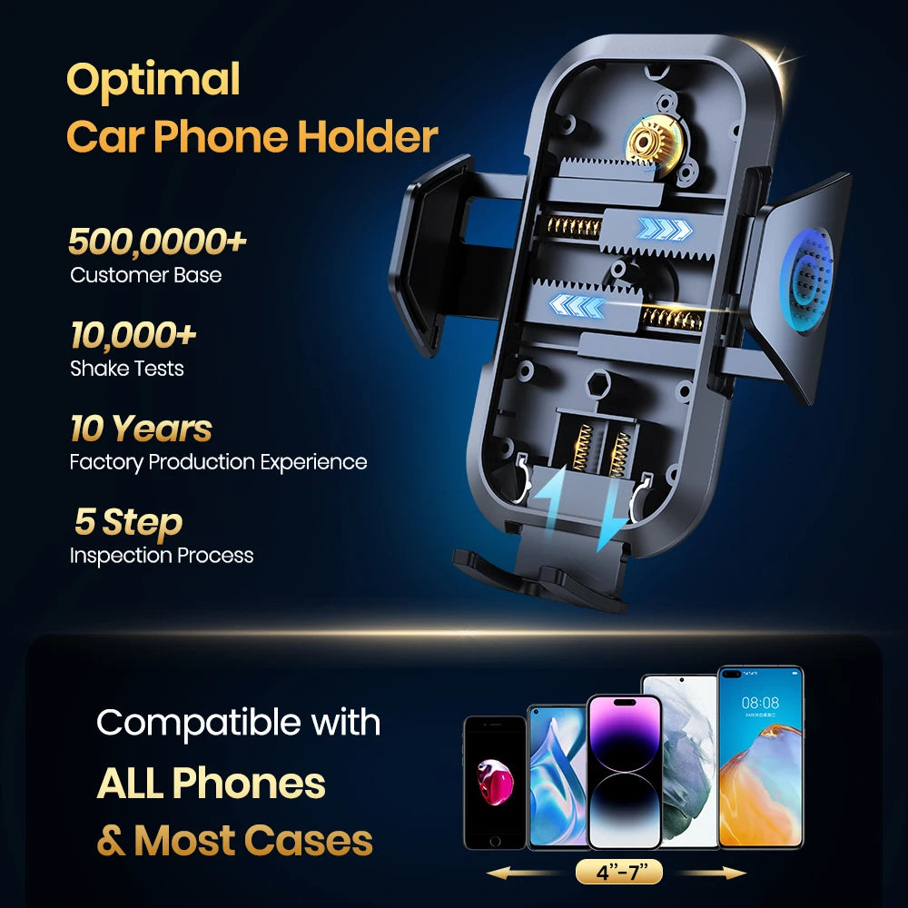 Car phone holder mount open mechanism showing adjustable side clips