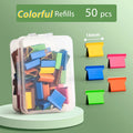 Colorful refill clips set, 50 pieces in clear storage box
