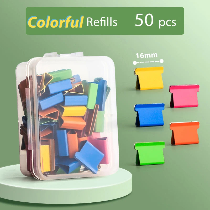 Colorful refill clips set, 50 pieces in clear storage box