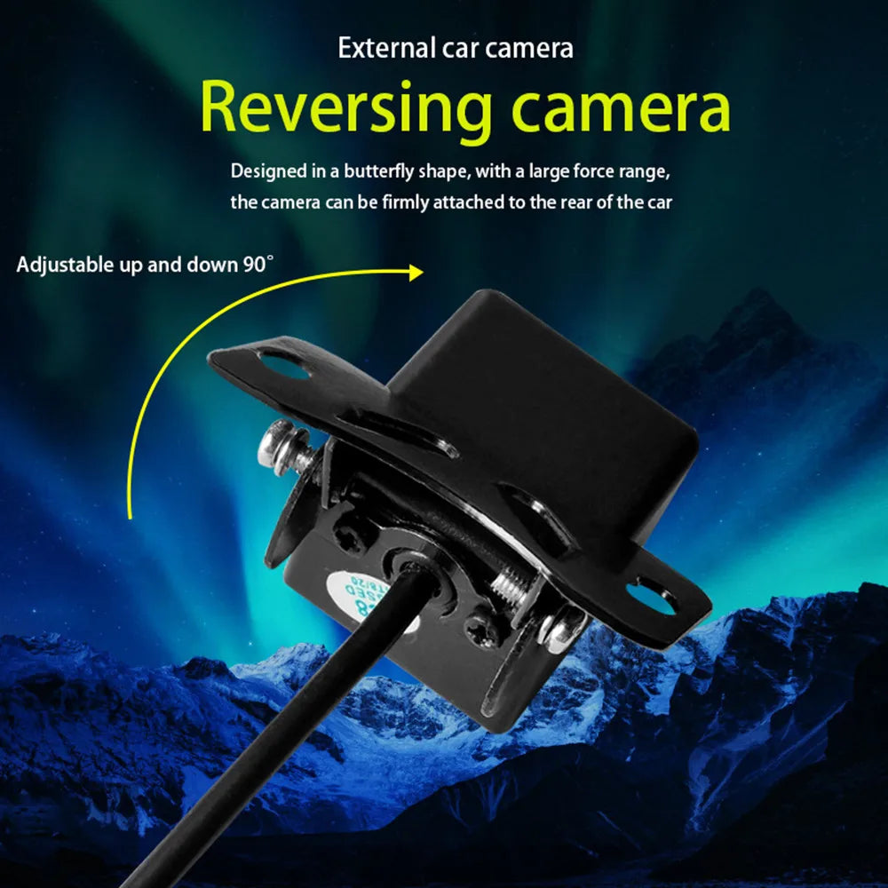 Car rear view camera with adjustable mounting bracket and black camera body