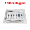 50-pack bagged auto push retainer clip fasteners with assortment card