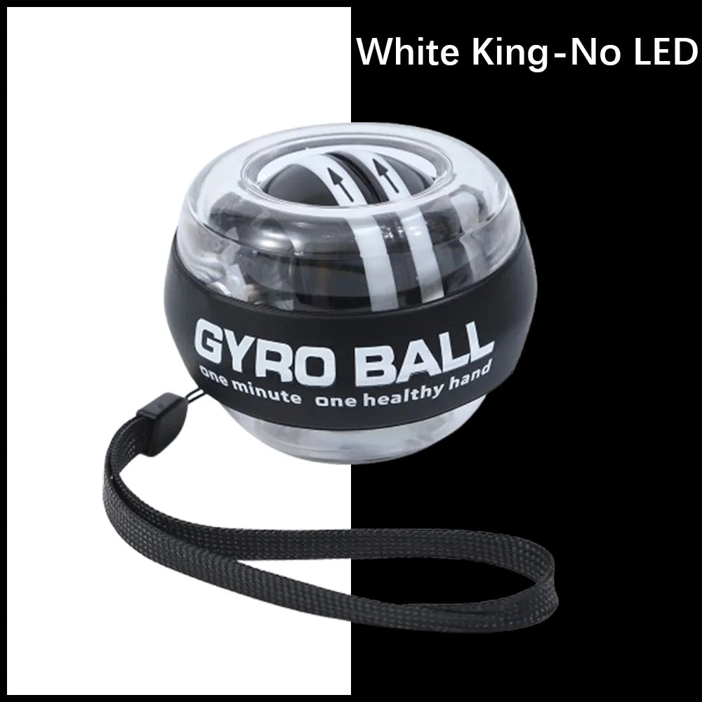 Clear white gyro wrist force ball with black wrist strap, no LED