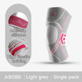 Light gray compression knee support sleeve with breathable knit and silicone anti-slip