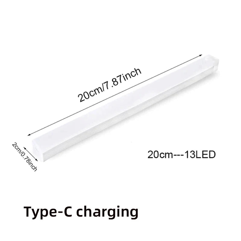 20cm white LED strip night light, Type-C charging, wireless motion sensor