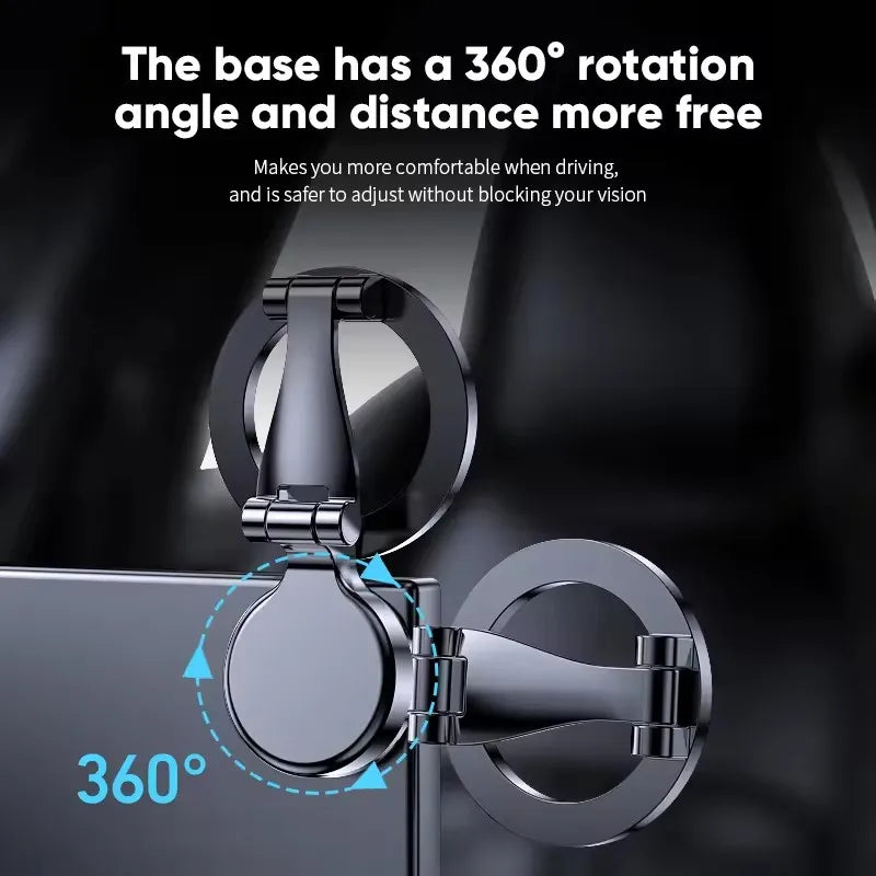 Black MagSafe car phone holder with tilting joint and round magnetic ring