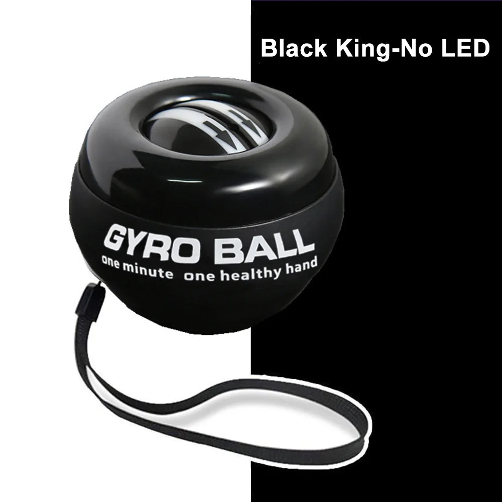 Black gyro wrist ball without LED and wrist strap for grip strength training