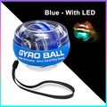 Blue gyro wrist ball with LED light and wrist strap for grip strength training