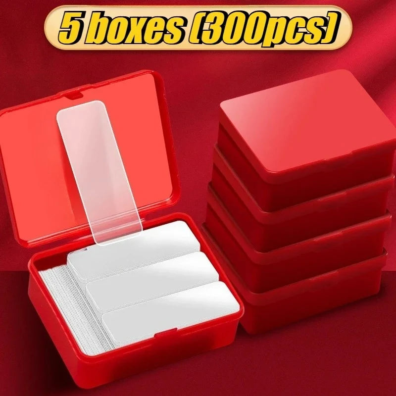 Double-sided adhesive tape pads kit with red organizer case and multiple trays of stacked white pads