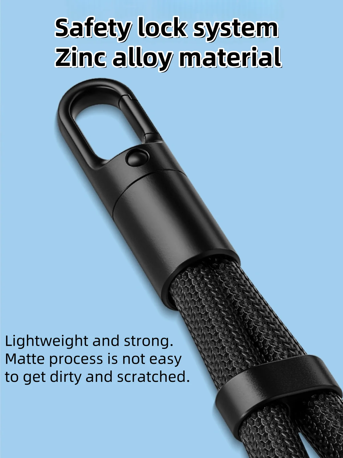 Black zinc-alloy safety lock polyester phone lanyard with anti-drop holder