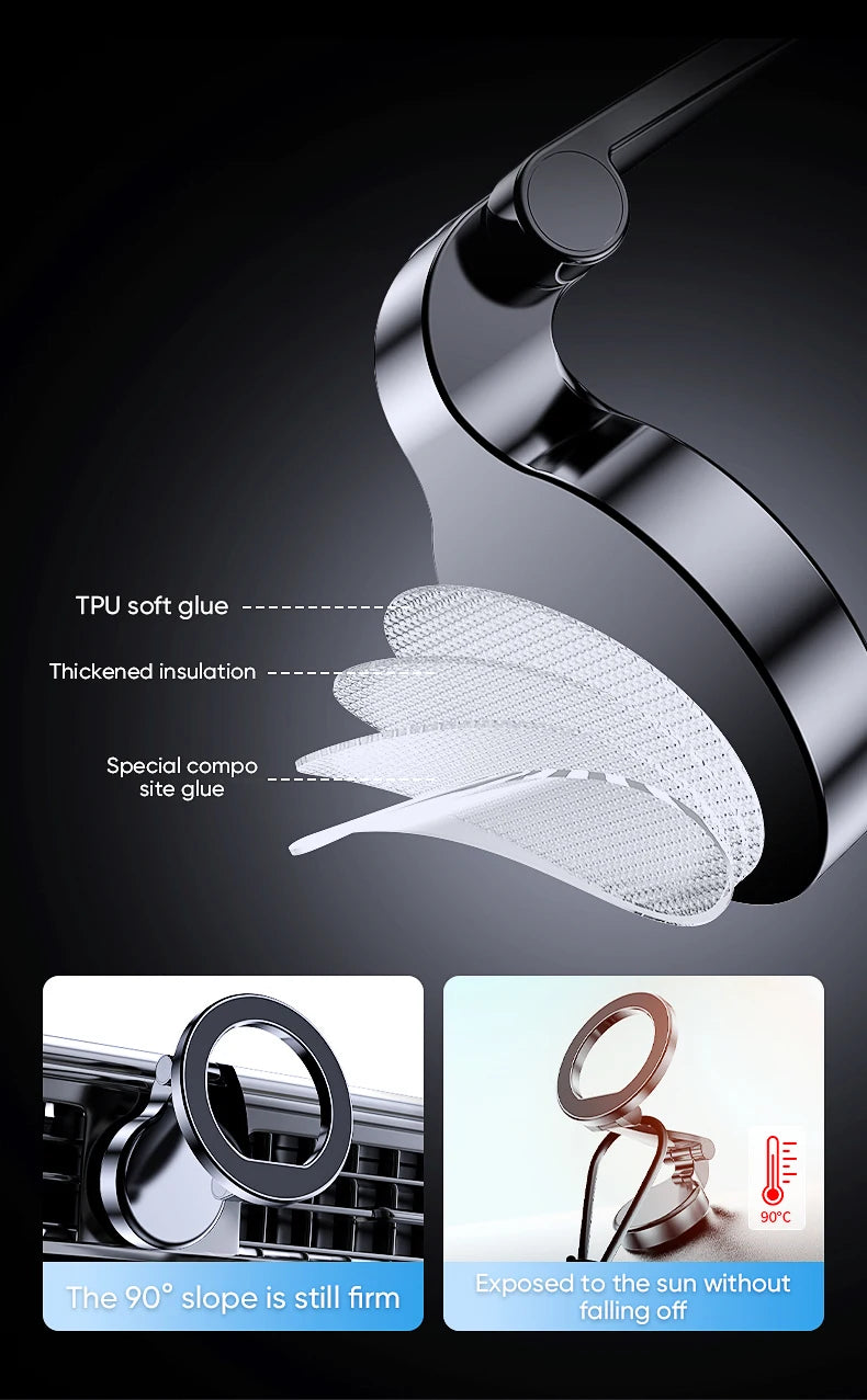 Black magnetic phone holder with textured gasket detail around the ring