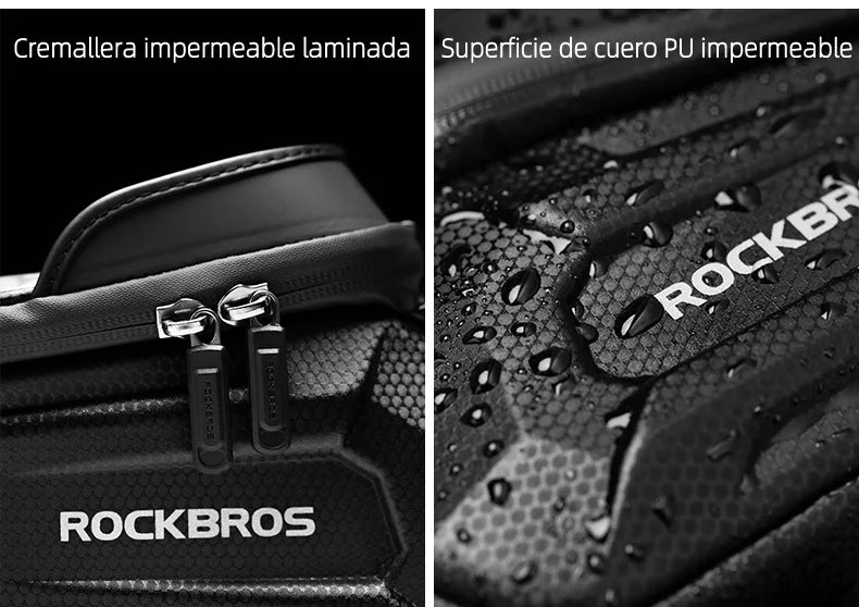 Waterproof zip and textured PU outer of black waterproof bicycle phone bag