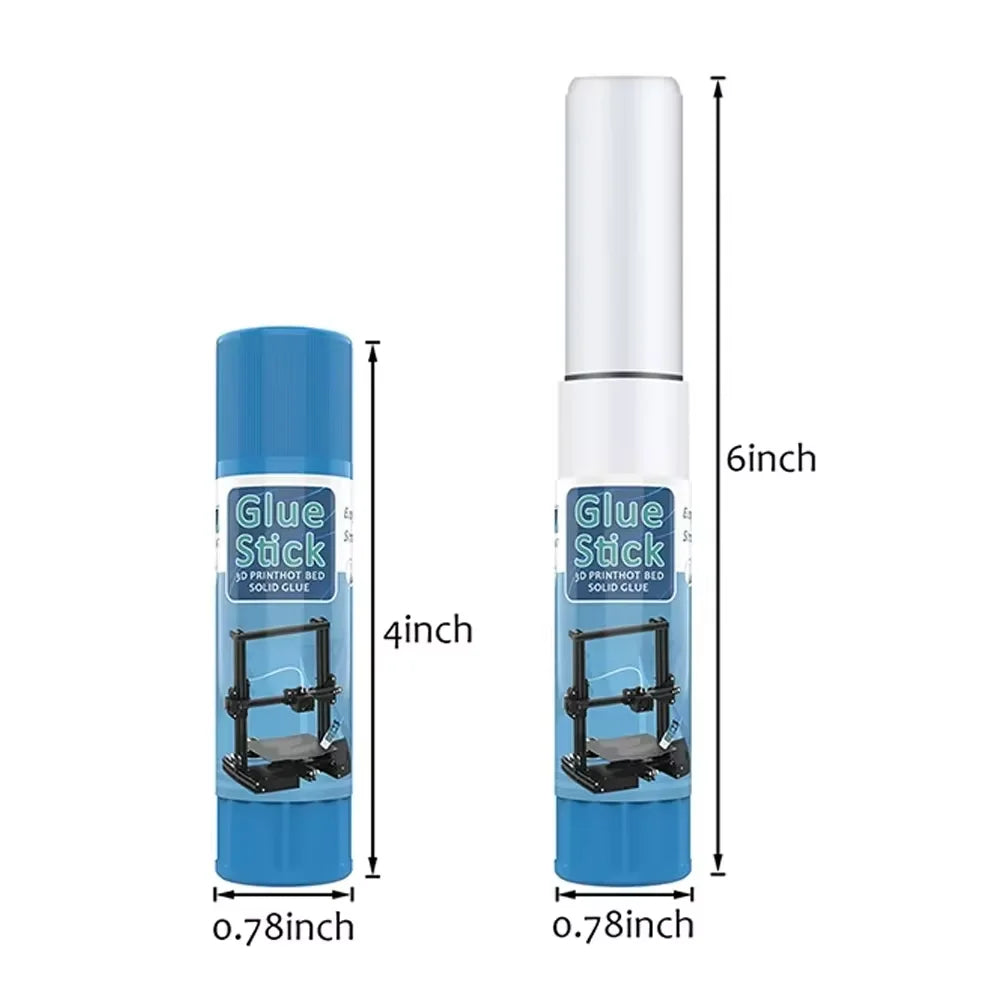 3D printer glue stick, blue tubes shown in 4-inch and 6-inch sizes