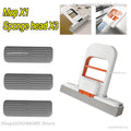 Foldable desktop sponge mop with orange handle and three gray replacement heads