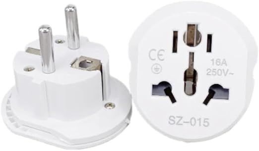 EU universal power adapter with round face and two-pin plug, CE, 16A 250V
