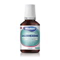 Wisdom chlorhexidine mouthwash bottle with mint label, 300 ml, white cap